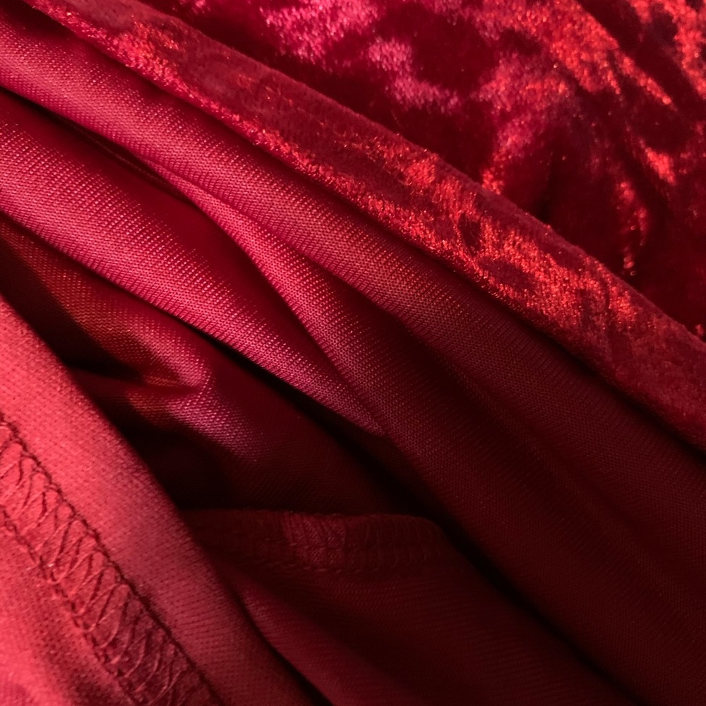 ❌DONATED❌Burgundy Red Velvet V-neck Criss Cross Back Straps Lined Maxi Dress - Picture 12 of 14